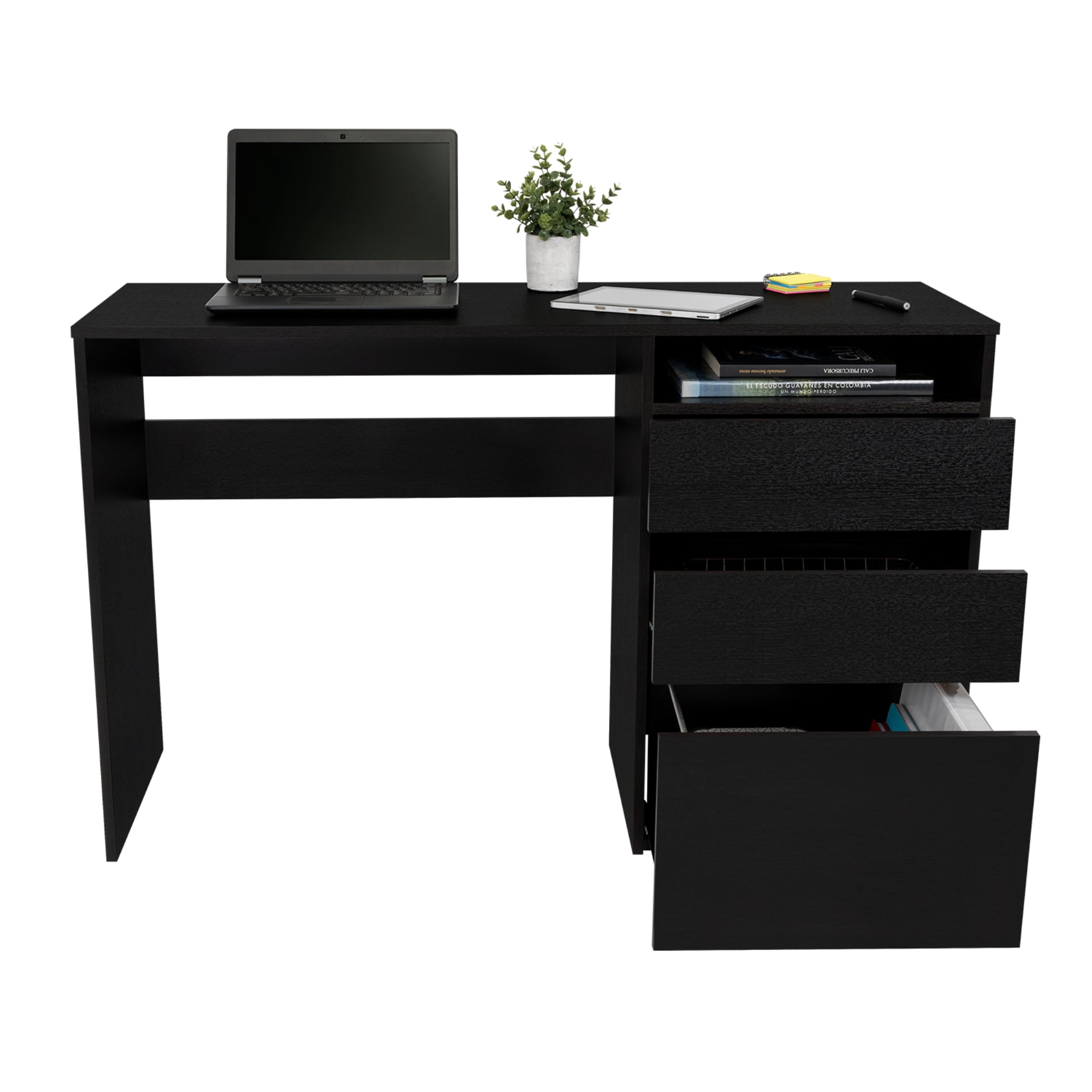 Tuhome - Escritorio Con 3 Cajones Dublin Wengue 75x120,5x42,1 Cm