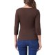 thumbnail image 3 of INSPIRE CHIC Blusa Fruncida para Mujer de Regreso a Clases con Botones Decorativos Cuello en V Manga 3/4 Top de Punto Sólido Marrón Café XL, 3 of 5