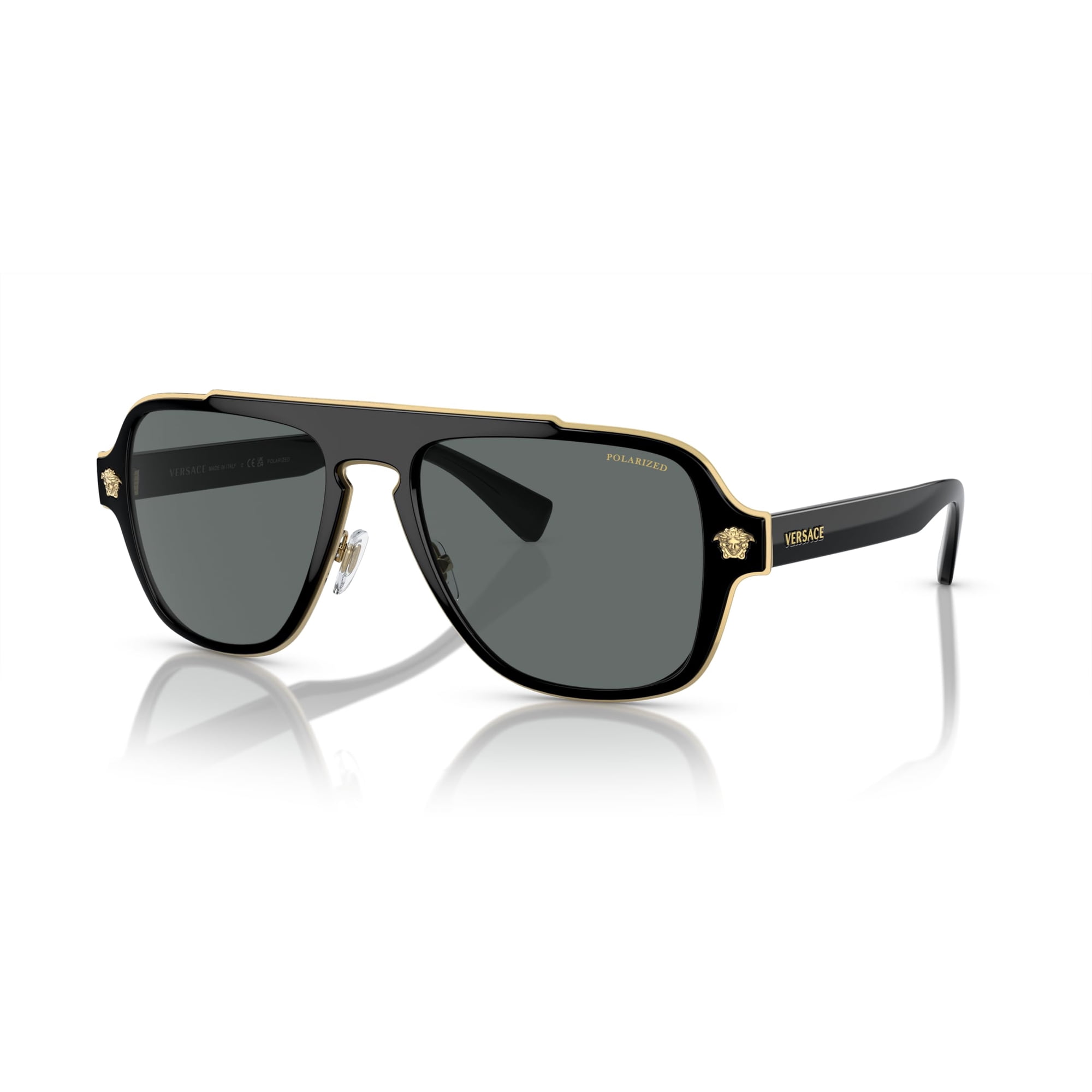 Gafas De Sol Versace Man Con Montura Negra, Gris Claro Y Espejo Plateado