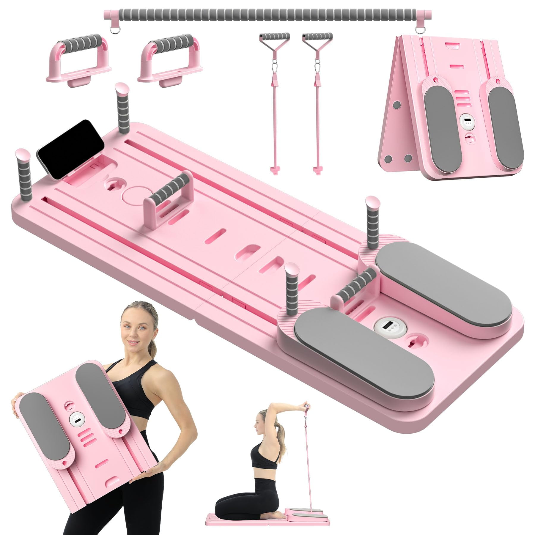 Tabla De Pilates Vigoredge Pilates Reformer, Set 11 En 1, Color Rosa