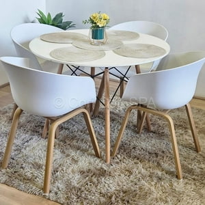 Cori Cori - Comedor Mesa Eames Melamina 100Cms + 4 Sillas Cup Blanco