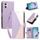 thumbnail image 2 of Cartera Plegable para Motorola Moto G73, PU Tricolor con Ranuras, Morado, 2 of 6