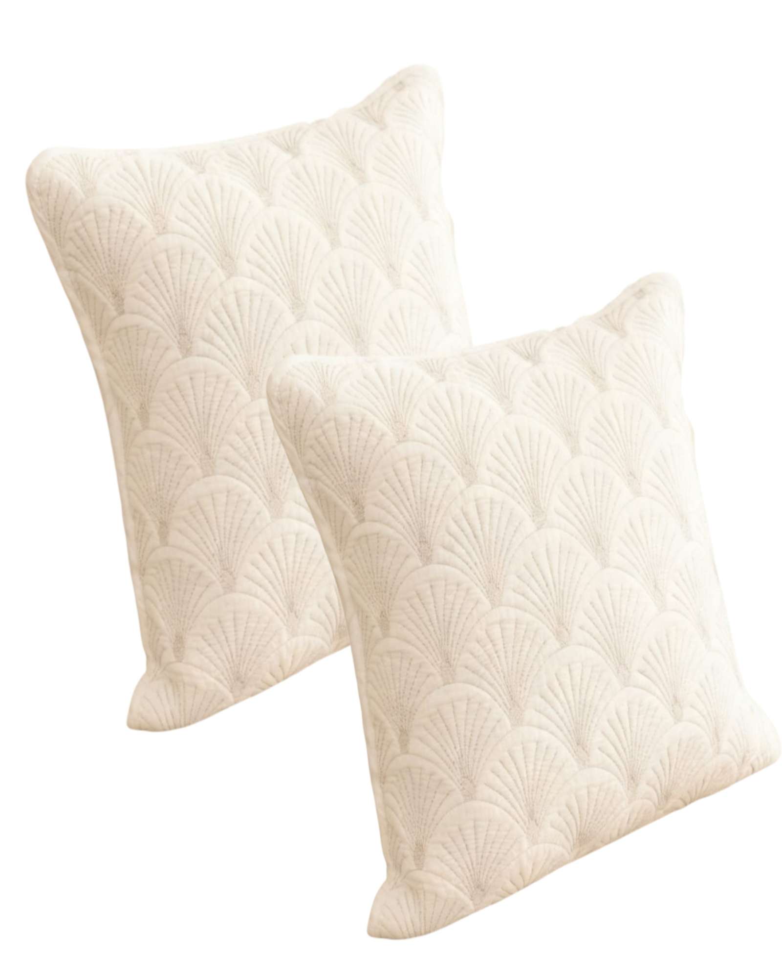 Genérico - Set De 2 Fundas De Cojin Serie Abanico 45X45 Cm Blanco