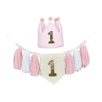 Bothyi - Banner De Silla Alta Y Sombrero De Corona, Decoraciones Para Fiesta De Primer Cumpleaños, Accesorios Fotográficos
