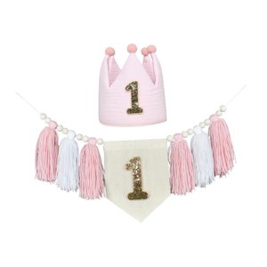 Bothyi - Banner De Silla Alta Y Sombrero De Corona, Decoraciones Para Fiesta De Primer Cumpleaños, Accesorios Fotográficos