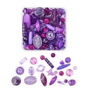 Bothyi - Surtido De Cuentas Acrílicas De Formas Mixtas, Fabricación Artesanal De Pulseras, Collar, Color Morado