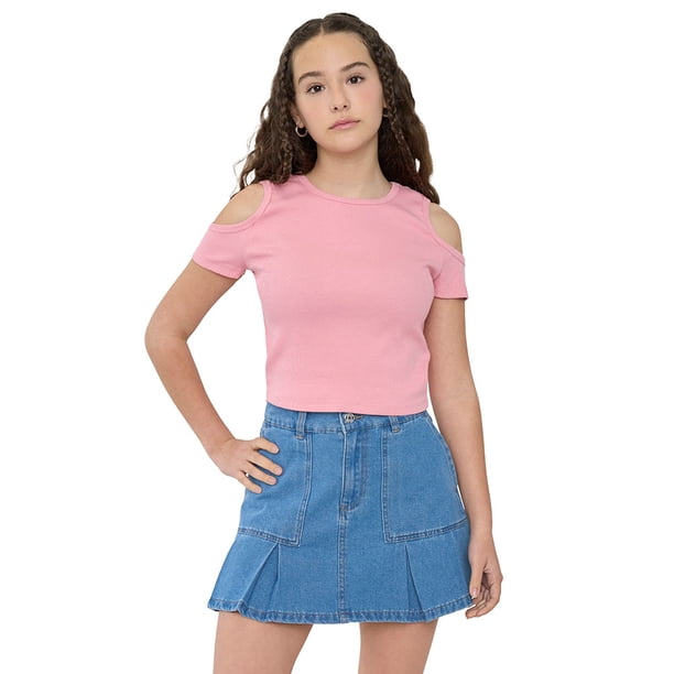 Polera Niña Teen Manga Corta Rib Rosado Corona