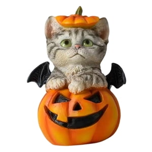 Magideal - Estatua De Gato Con Forma De Calabaza De Halloween, Adorno Divertido Y Único, Regalo De Inauguración De La Casa, Pequeña Escultura Para Centro De Mesa