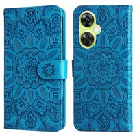Funda Tipo Cartera Foxdock Para Oneplus Nord Ce 3 Lite , Diseño Girasol En Relieve, Cuero Pu, Cierre Magnético, Soporte Y Tarjetero
