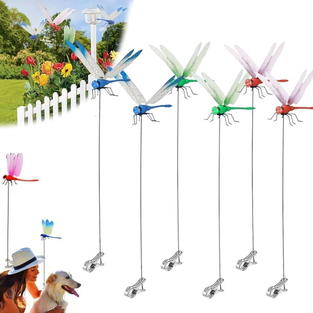 12 clips libélula repelente insectos 3D artificial decoración jardín sombrero