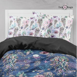 Milsleep - Colección De Ropa De Cama Infantil Glitz And Glam Jellyfish Sea Shell Big