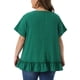 thumbnail image 3 of Agnes Orinda Blusa Casual de Verano para Mujer Talla Grande, Día de San Patricio, Cuello Redondo, Manga Corta, Dobladillo en Capas, 2X Verde, 3 of 6