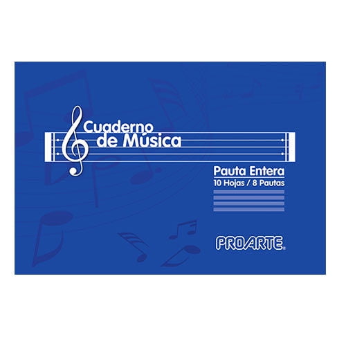 Proarte - Cuaderno De Musica 10 Hojas / 8 Pautas