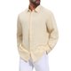 thumbnail image 5 of INSPIRE CHIC Regreso a Clases Camisa de Vestir de Lino Sólido de Manga Larga para Hombre M Beige, 5 of 6