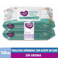 Toallitas Húmedas Ultra Soft Con Aceite De Emú Y Sin Aroma, Baby Wipes 160 Un Parent'S Choice