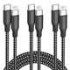 thumbnail image 1 of Cable USB C a USB C Bkayp, paquete de 3 m, 60 W, carga rápida, nailon, 1 of 7