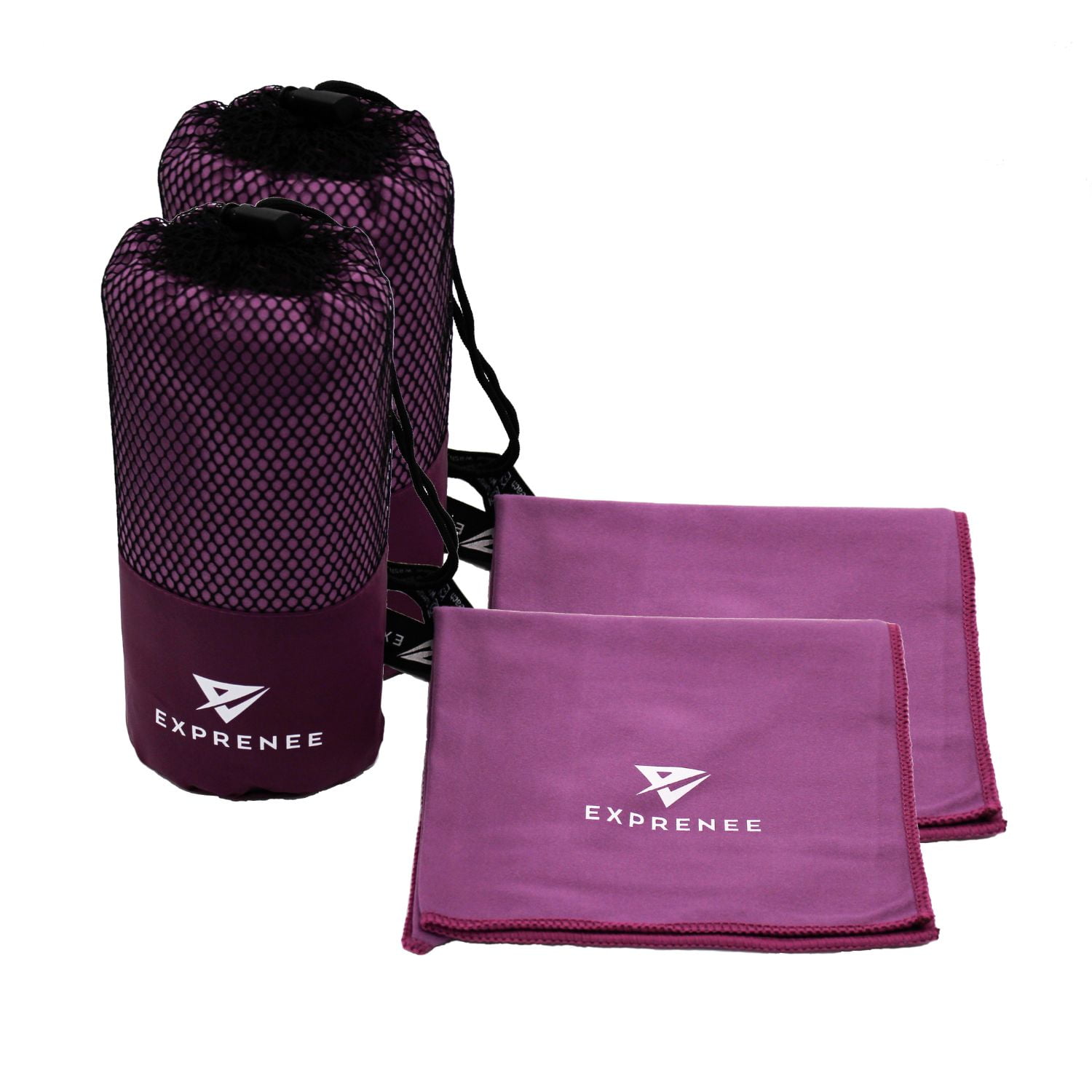 Exprenee - Set 3 Toalla Microfibra Natacion Viaje Trekking Pack 2 Purpura