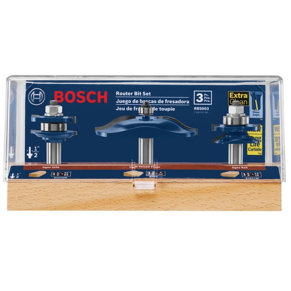 Juego de puertas/gabinetes Bosch RBS003 de 3 piezas, conocedor, 1/2 pulgada. - Vástago