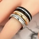 thumbnail image 3 of 3pcs Stainless Steel 6MM Single Row Rhinestone Ring Couple Ring, 3 of 4