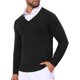 thumbnail image 4 of INSPIRE CHIC Suéter de Hombre de Manga Larga con Cuello en V de Color Sólido Tejido M Negro, 4 of 5