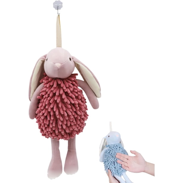 Toalla mano bolita felpa conejito dibujos secado rápido microfibra rosa Pascua