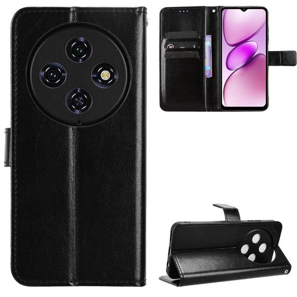 Funda tipo libro para Oukitel C5, cartera todo‑en‑uno, funda multifuncional con tarjetero y correa de muñeca desmontable