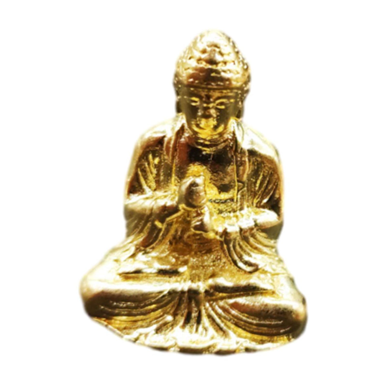 Magideal - Pequeña Estatuilla De Buda Sentado De Latón, Decoración De Escritorio, Recuerdo, Mascota De Té, Miniatura Para Dormitorio, Hogar U Oficina, Decoración 24X29 Cm Dorado