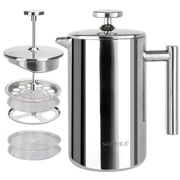 Cafetera de prensa francesa Secura 304 de acero inoxidable, 500 ml