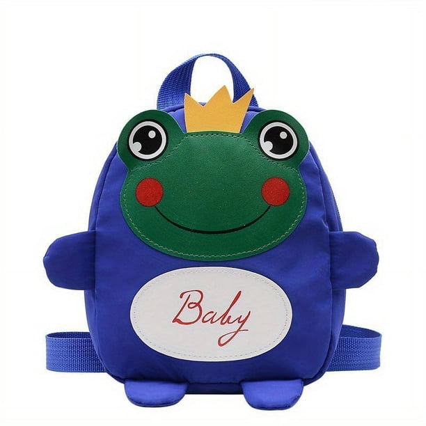 Children's Casual Cartoon Frog Backpack With Traction Rope, Casual Cute Backpack