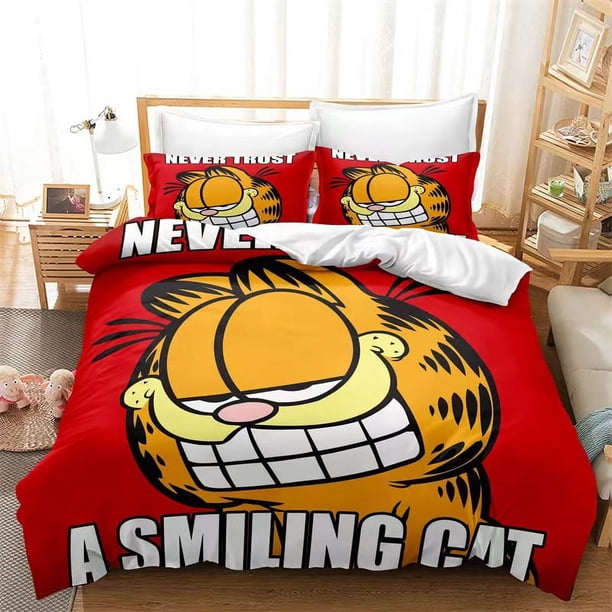 Gar-field 3 PCS Comfort Set with 2 Pillowcases Garfiel-d Bedding Set Sheet Set for Kids Adults,All Season Lightweight