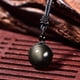 thumbnail image 4 of Colgante de obsidiana negra natural de 16 mm con cuentas de ojos de arcoíris y bendición de la suerte, 4 of 7