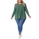 thumbnail image 2 of Agnes Orinda Ropa de Halloween para Mujeres de Talla Grande Blusas de Manga Larga Elegantes con Cuello Redondo Plisado Camisas Sueltas Casuales 2X Verde, 2 of 5