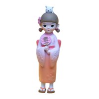 Magideal - Muñeca Geisha Con Kimono Japonés, Estatua De Resina, Adorno, Figura Kabuki Asiática, Escultura En Miniatura Para Oficina, Cumpleaños, Inauguración De Con Ventilador Redondo
