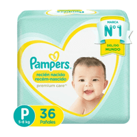 Pack X2 Pañales Pampers Premium Care 72 Und Talla P
