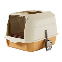Ioensy - Caja De Arena Para Gatos Con Tapa Grande Cerrada Fácil De Limpiar Para Gatos De Interior Bandeja De Arena Naranja