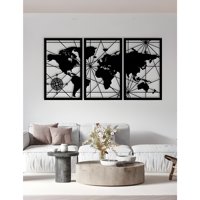 Genérico - Cuadro Mapamundi Tríptico Acrílico 55X95 Cm