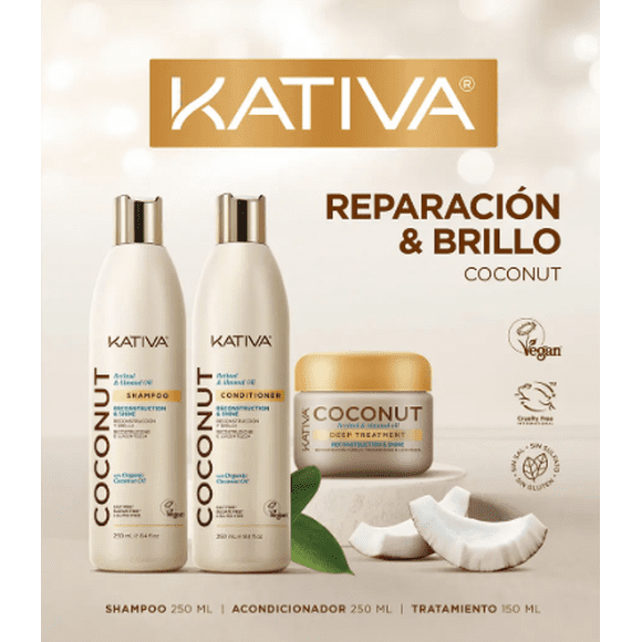Kit Tratamiento Reparación Y Brillo Capilar Kativa Coconut