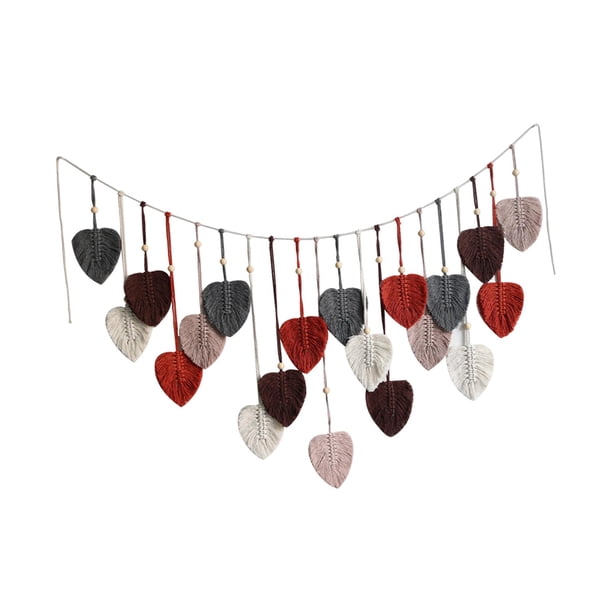 Tapiz de hojas tejidas para colgar en la pared, tapiz de hojas bohemias, tapiz bohemio de macramé nórdico para sala de estar, guardería, telón de fond