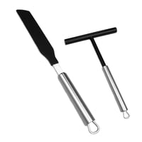 Xusx111 - Crepe Spreader Y Espátula Kit, 2Pcs Crepe Pan Maker Acero Inoxidable En Forma De T Batter Spreader Espátula Torta Turner Pancake Tool Set Utensilios De Cocina (Esparcidor + Espátula Larga)