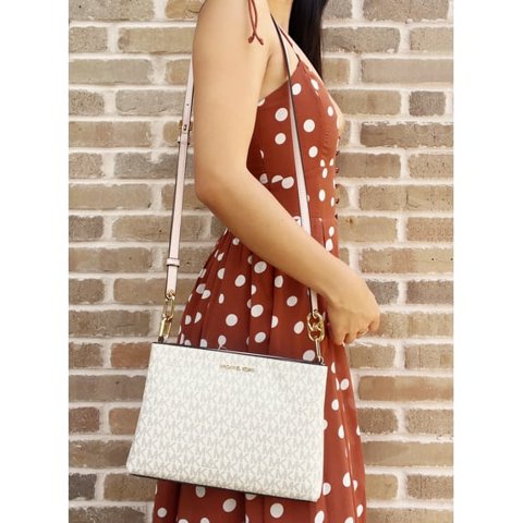 Cartera Michael Kors Coated Canvas Crossbody Powder Blush