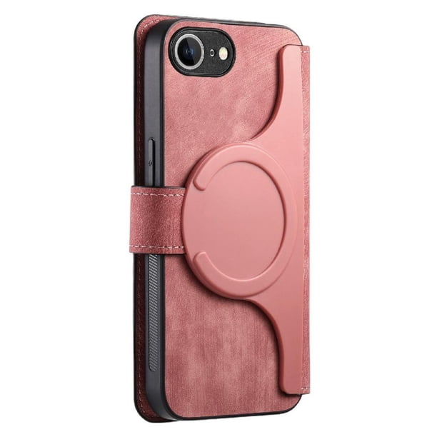 Funda Billetera Magnética para iPhone 16e Soporte Tarjetas Desmontable Rosa