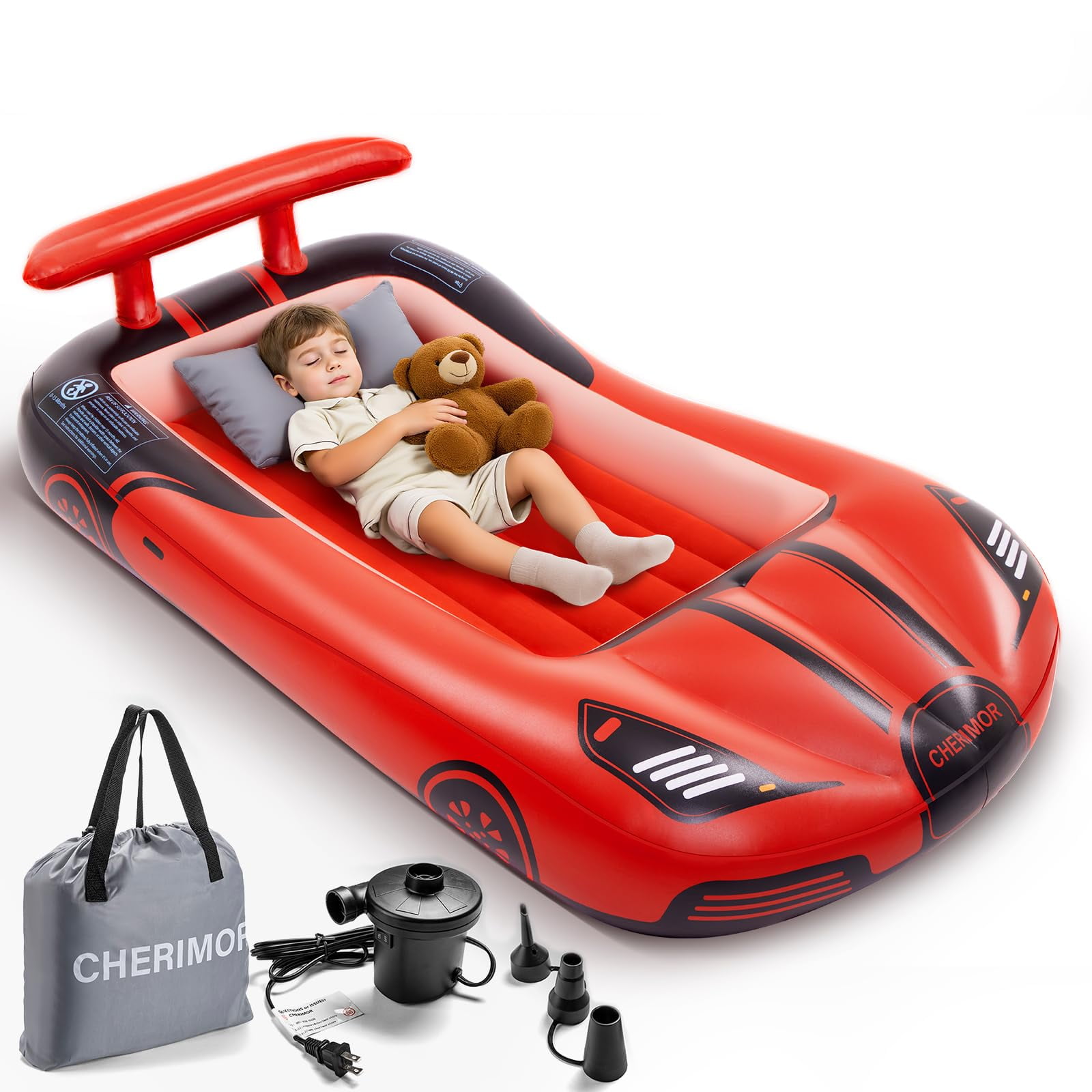 Cama De Viaje Inflable Para Niños Pequeños Cherimor Con Protectores De Seguridad