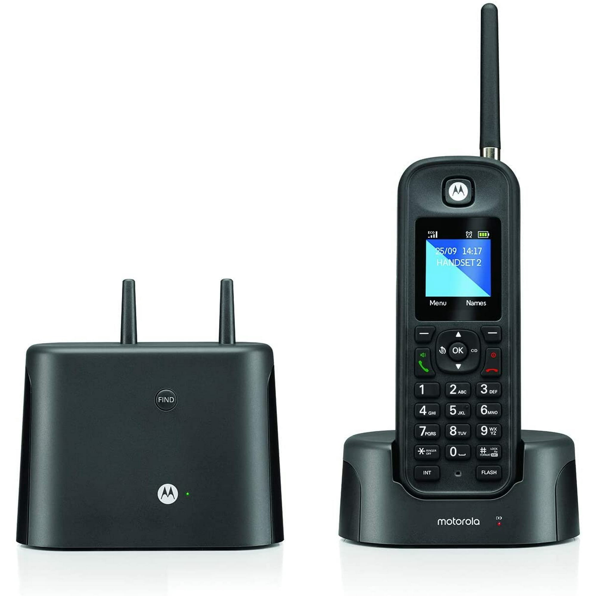 Motorola Voice - Teléfono Inalámbrico Motorola O211 Dect 6.0 De Largo Alcance Ip67 Negro