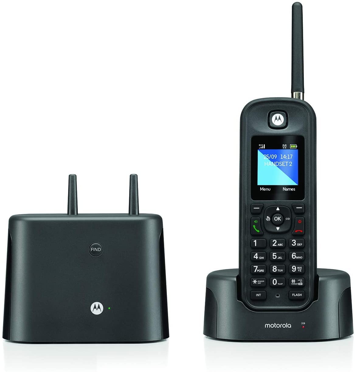 Motorola Voice - Teléfono Inalámbrico Motorola O211 Dect 6.0 De Largo Alcance Ip67 Negro