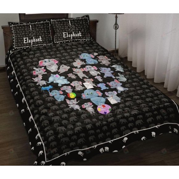 Elephant Heart Cartoon Quilt Duvet Cover Set Children Pillowcase3-Piece Bedding Set