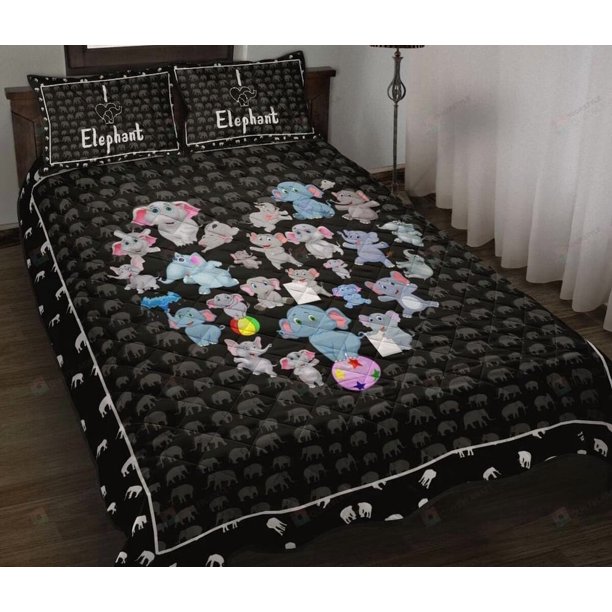 Elephant Heart Cartoon Quilt Duvet Cover Set Children Pillowcase3-Piece Bedding Set