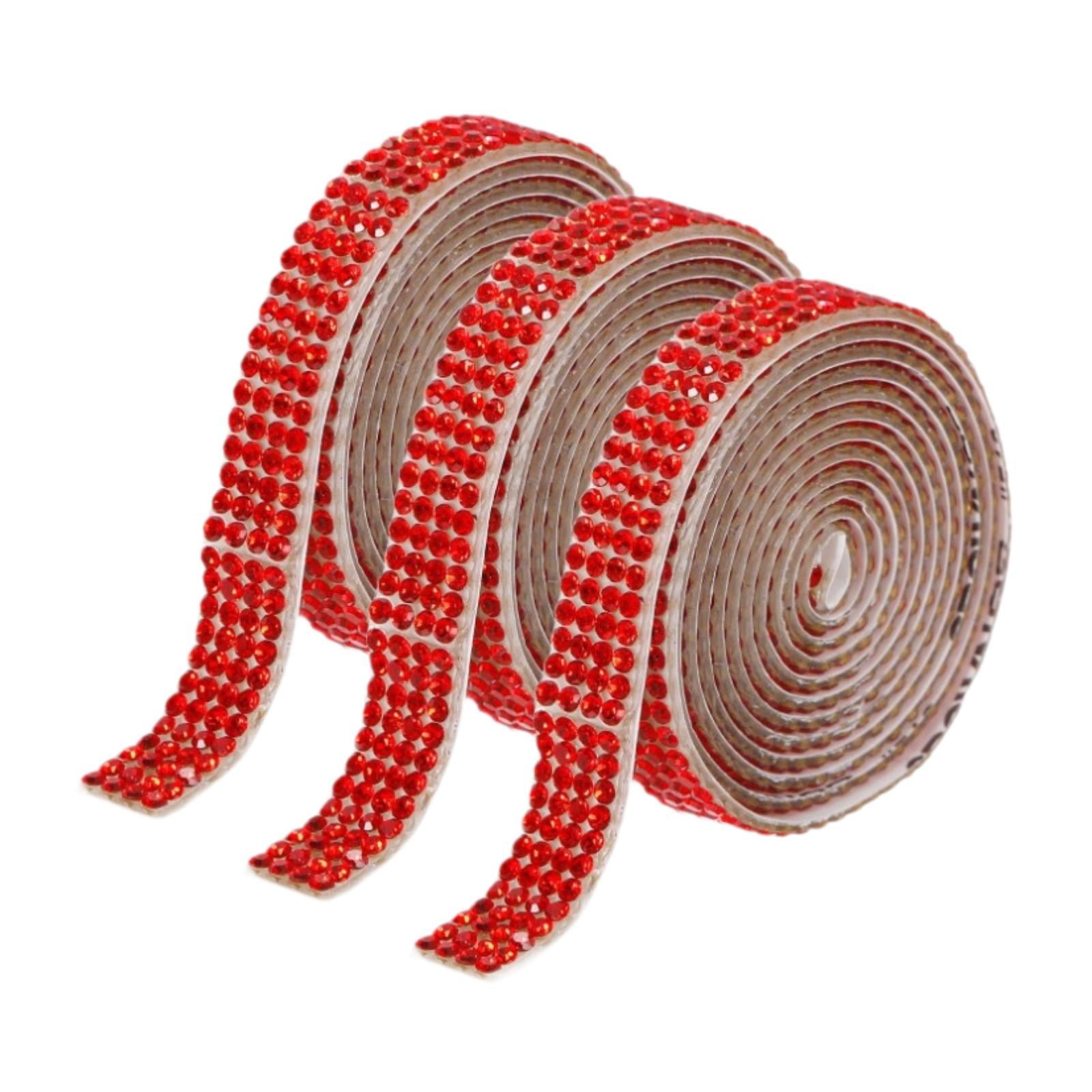 Magideal - 3pcs Cintas De Diamantes De Diamantes De Diamantes De Diario Infructuales Cinta De Imitación De Diamantes De Imitación Múltiple Tiras De Diamantes De Rojo