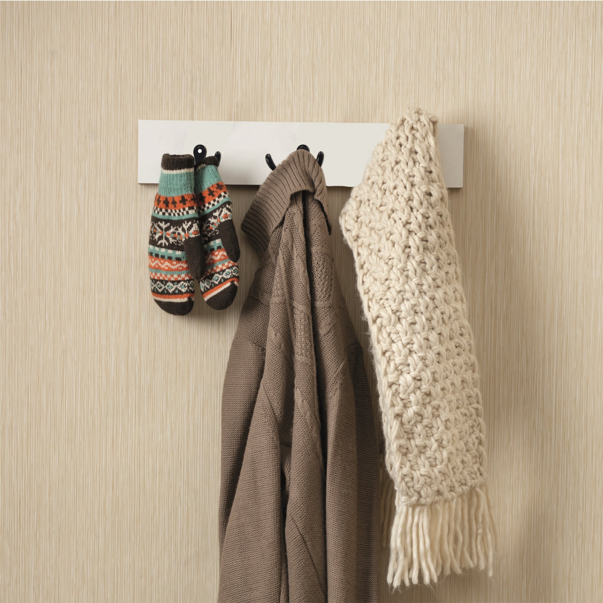 Tuhome - Perchero Sócrates Blanco 3 Ganchos 7x40x4 Cm