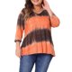 thumbnail image 1 of Agnes Orinda Blusas Casuales de Talla Grande para Mujer con Estampado de Rayas Tie Dye, Cuello en V y Mangas 3/4, Talla 2X Naranja, 1 of 8