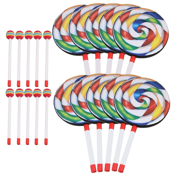 Lovermusic 10 piezas de baquetas de mano con forma de piruleta y colores vibrantes